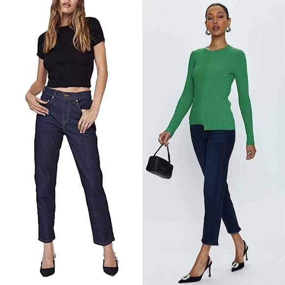 NWT PISTOLA Dark Wash Denim High Rise Cropped Slim Straight Cigarette Jeans 27 - Picture 1 of 7